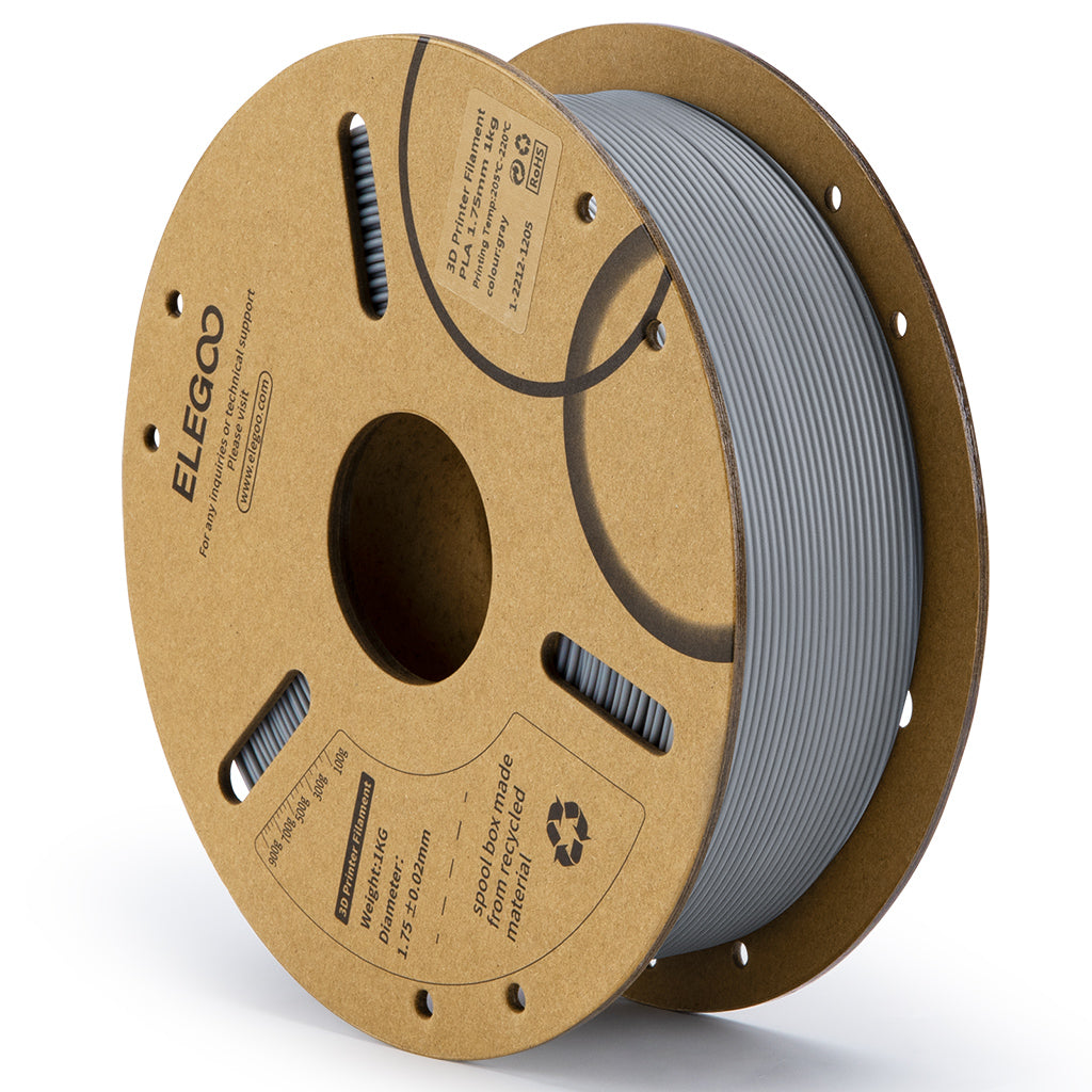 ELEGOO PLA Filament 1.75mm Gray 1kg, 3D Printer Filament Dimensional Accuracy +/- 0.02mm, 1kg Card