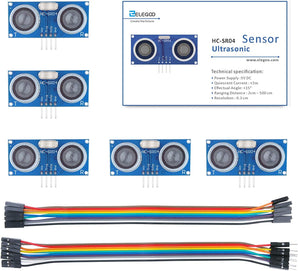 ELEGOO 5PCS HC-SR04 Ultrasonic Module Distance Sensor Compatible with Arduino UNO MEGA R3 Nano Robot XBee ZigBee