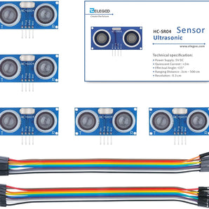 ELEGOO 5PCS HC-SR04 Ultrasonic Module Distance Sensor Compatible with Arduino UNO MEGA R3 Nano Robot XBee ZigBee