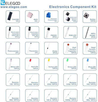 ELEGOO Upgraded Electronics Fun Kits (4 Versions) for Arduino, Raspberry Pi, STM32 Arduino STEM Kits elegoo-shop C)E1 